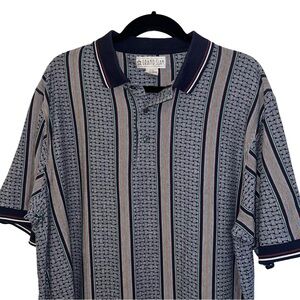 Grand Slam Blue and Gray Polo Golf Shirt with Geometric Stripes Men’s XL